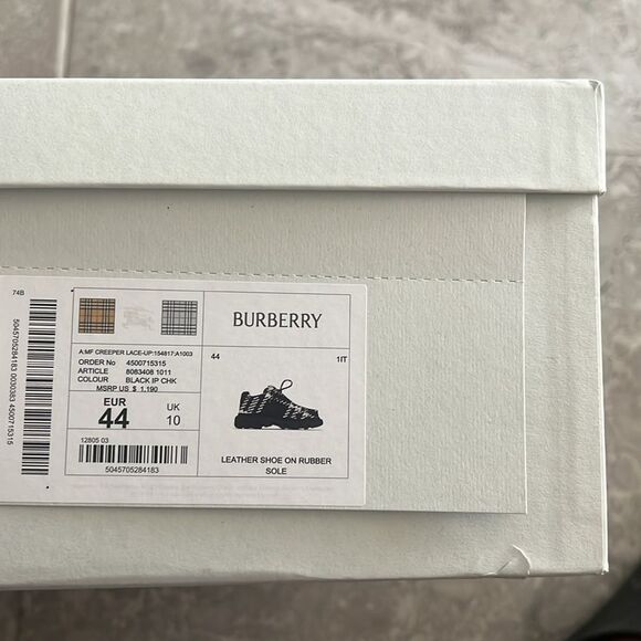 Burberry Creeper Check Woven Lace Up Boots, Black, NWT, Size EU 44 main image 4